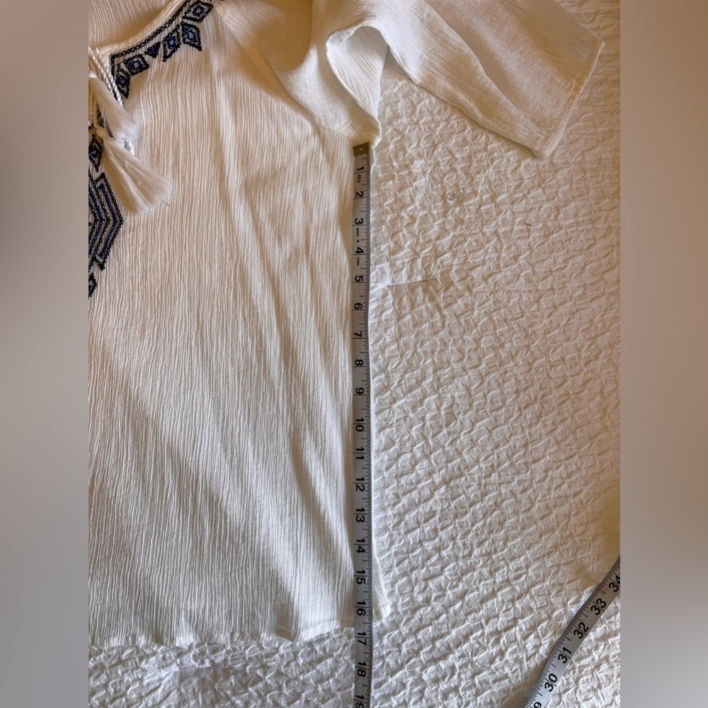 White and Blue Embroidered Shirt - Picture 7 of 7